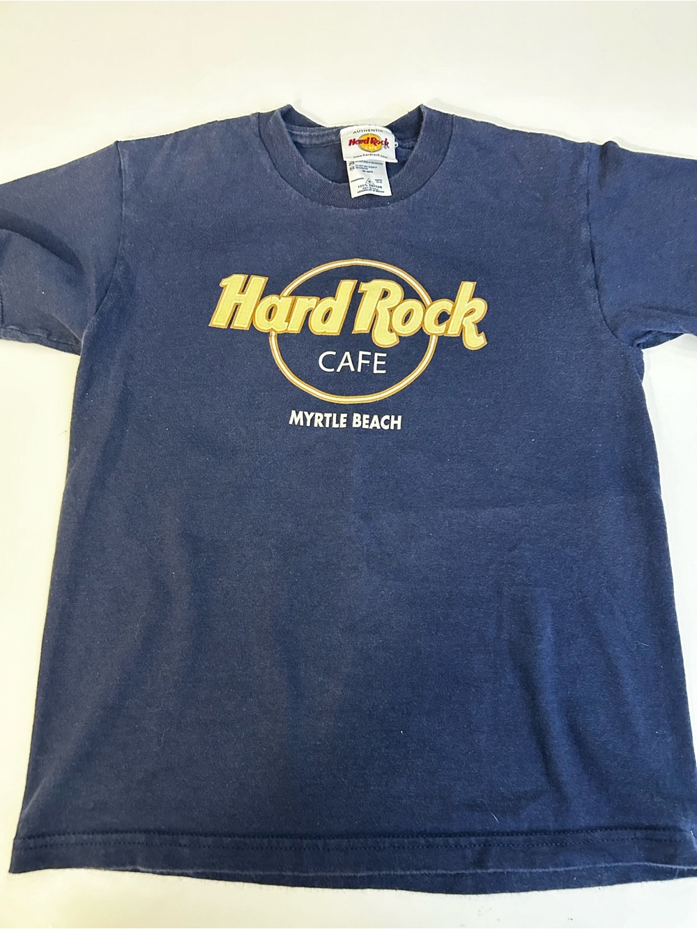 Hard Rock Cafe Navy and Yellow Myrtle Beach Logo Tee
